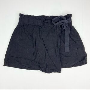 Waine Mercantile + Boutique 100% Linen Skort Faux Wrap Black Size Large